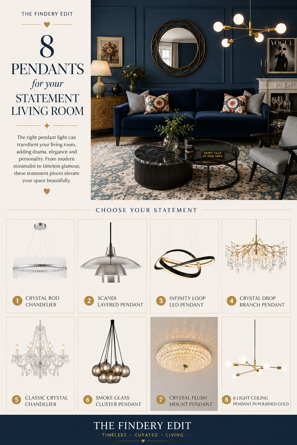Eight Pendants for Your Statement Living Room